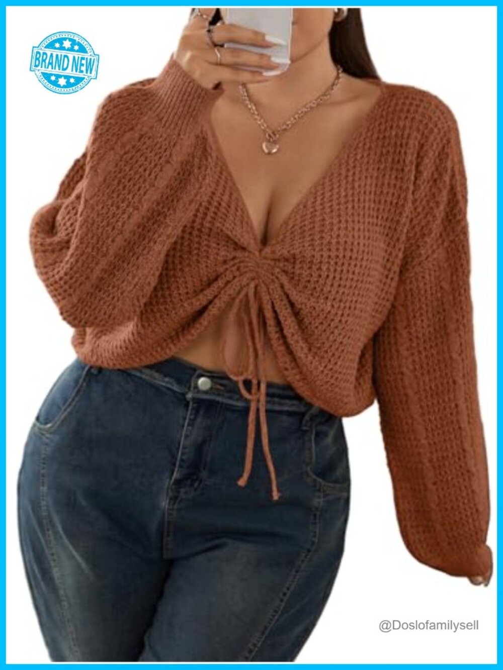 Plus Size V-Neck Long Sleeve Lightweight Pullover Sweater